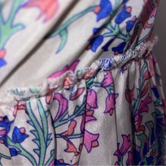 See By Chloe Dress Mini Spaghetti Strap Floral Pink Blue Silk Size 4 - Picture 6 of 9